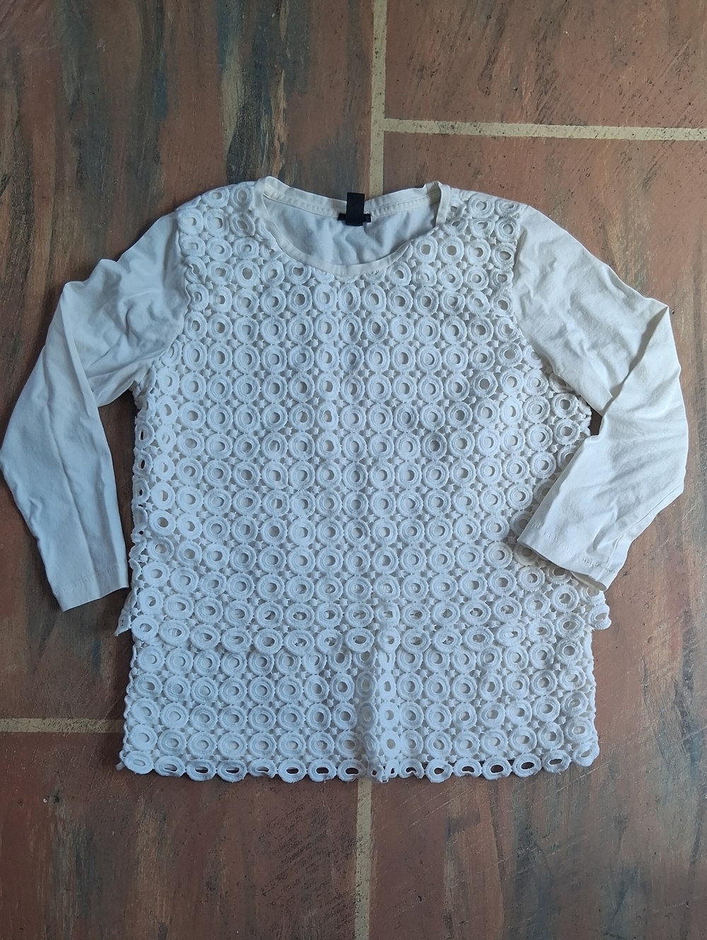 J.Crew Circle Crochet Lace Front Top In XS
